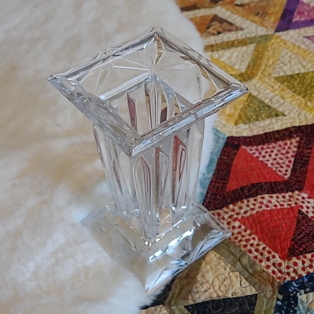 Vintage New 90's Partylite Quad Crystal Pillar Pedestal Candle Holder - Picture 2 of 12